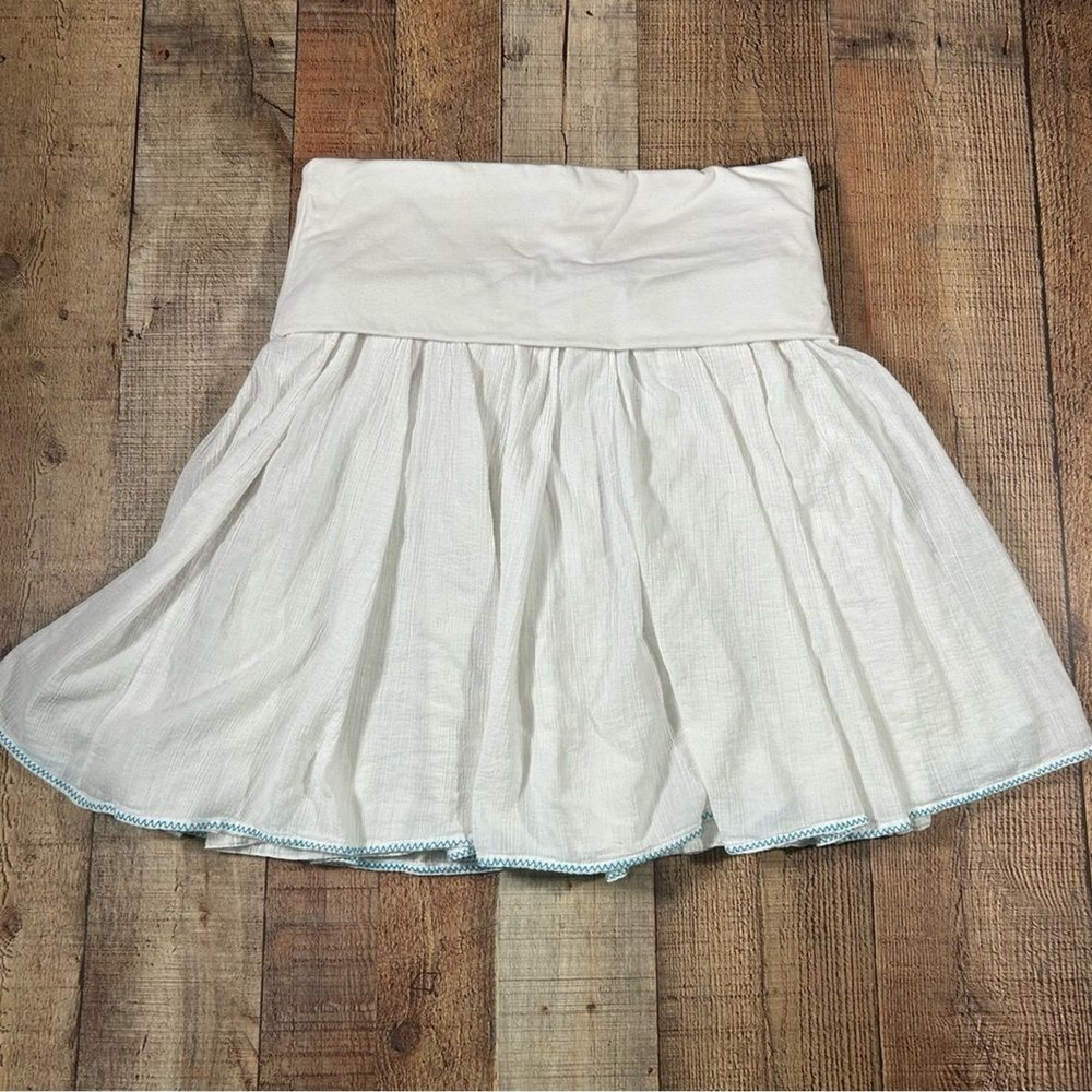 Volcom Y2K White Gauze Cotton Fold Over Waist Skirt Medium 90s 2000s Surf Beach